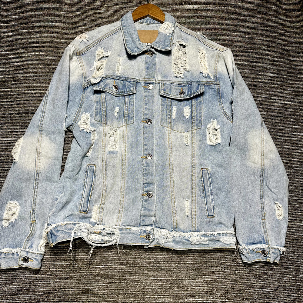 Denim Jacket Women's Size S Blue Button Up Pockets Y2K